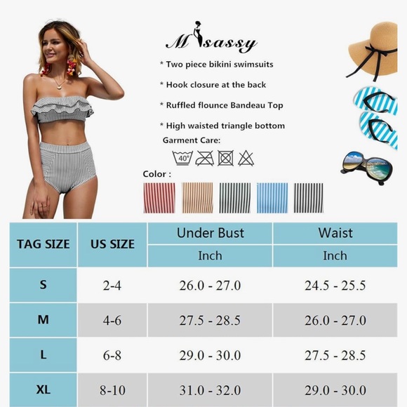 Bandeau Bikini Top High Waisted Cheeky Swimsuit - Picture 2 of 11